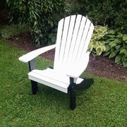 A & L Furniture A & L Furniture Poly Fanback Adirondack Chair w/Black Frame White Chair 880B-White