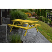 A & L Furniture A & L Furniture Yellow Pine Picnic Table With Attached Benches Black 4ft / Black / No Thanks Table & Benches 111-4FT-Black-NT