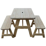 A & L Furniture A & L Furniture Yellow Pine Traditional Table w/2 Benches Unfinished Table & Benches