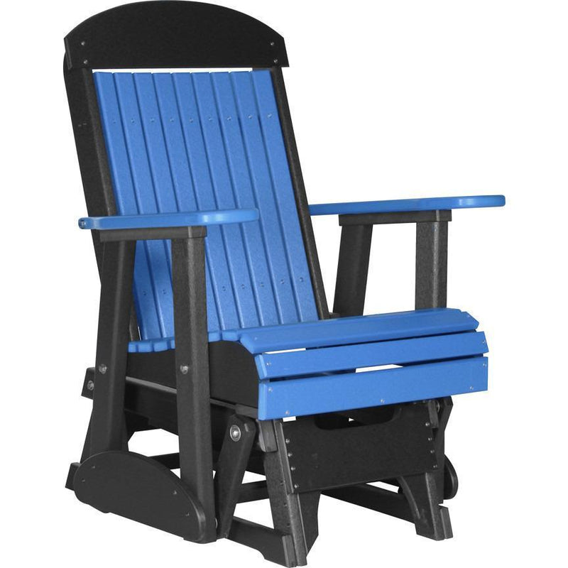 LuxCraft LuxCraft 2 foot Classic Highback Recycled Plastic Glider Chair Blue on Black Glider Chair 2CPGBB