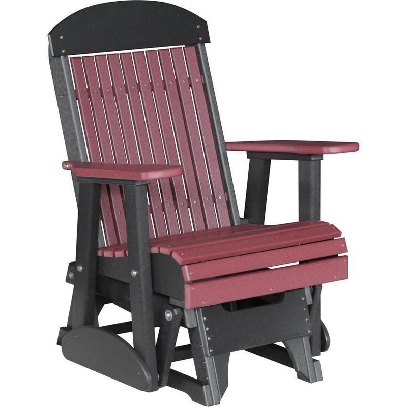 LuxCraft LuxCraft 2 foot Classic Highback Recycled Plastic Glider Chair Cherrywood on Black Glider Chair 2CPGCWB