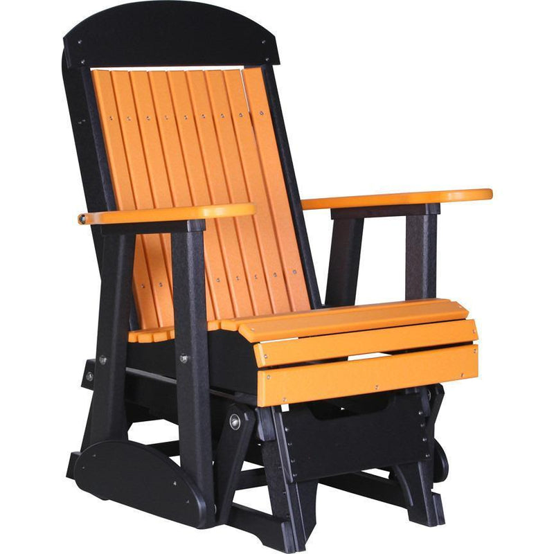 LuxCraft LuxCraft 2 foot Classic Highback Recycled Plastic Glider Chair Tangerine on Black Glider Chair 2CPGTB