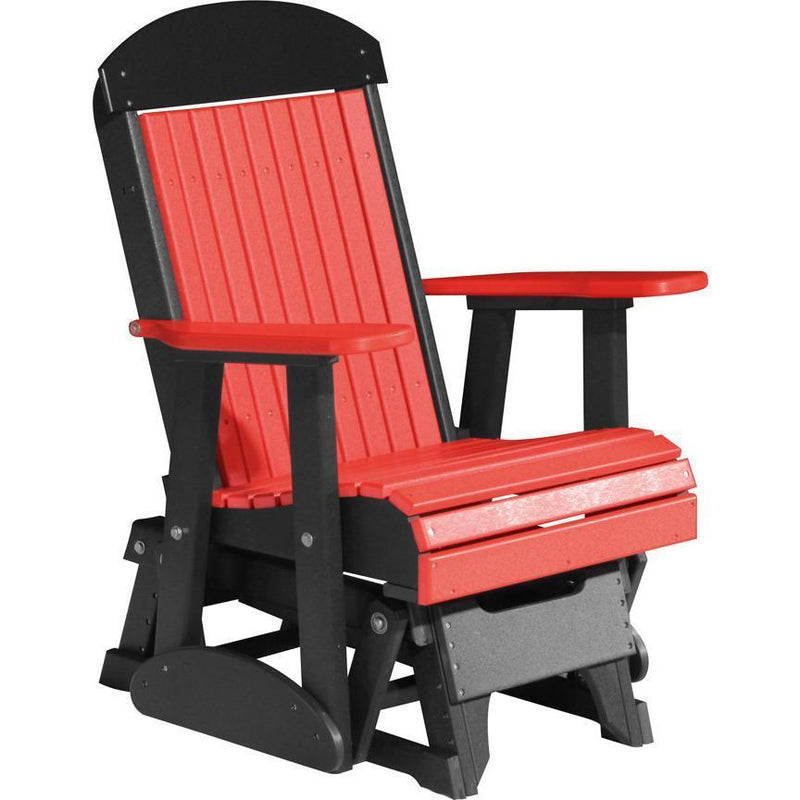 LuxCraft LuxCraft 2 foot Classic Highback Recycled Plastic Glider Chair With Cup Holder Red on Black Glider Chair 2CPGRB