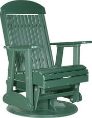 LuxCraft LuxCraft 2 foot Classic Highback Recycled Plastic Swivel Glider Chair With Cup Holder Green Glider Chair 2SCPGG