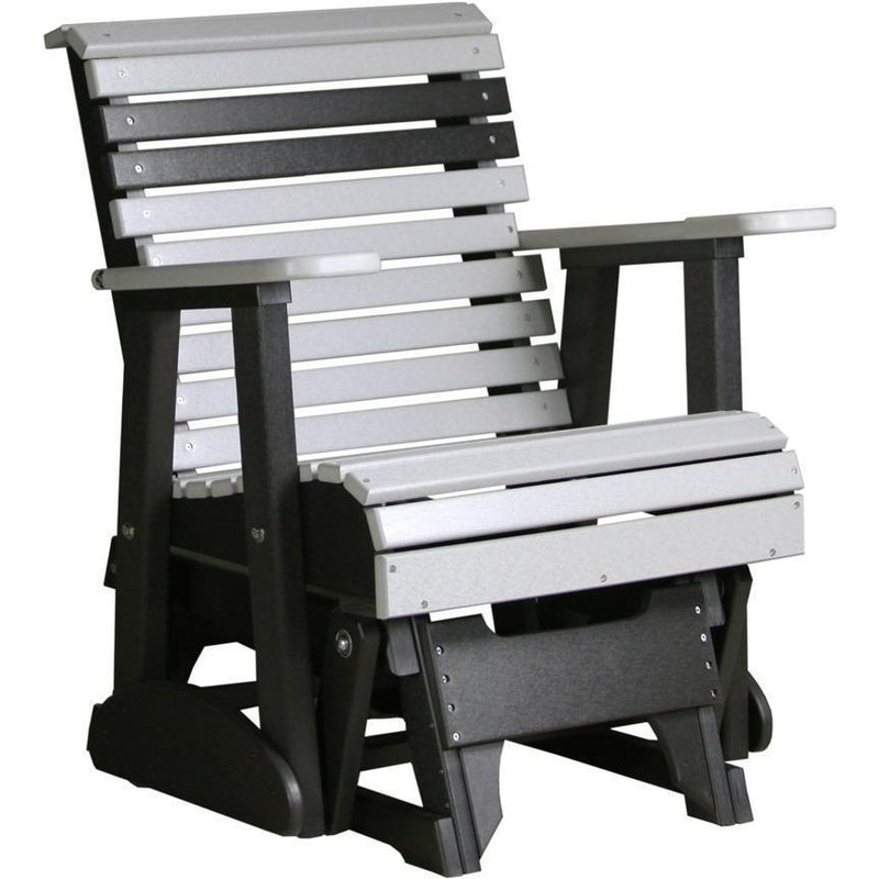 LuxCraft LuxCraft 2 foot Rollback Recycled Plastic Glider Chair Dove Gray On Black Glider Chair 2PPGDGB