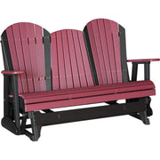 LuxCraft LuxCraft 5 ft. Recycled Plastic Adirondack Outdoor Glider Cherrywood On Black Adirondack Glider 5APGCWB