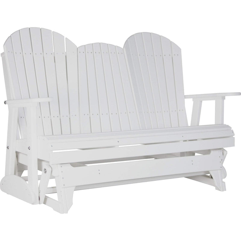 LuxCraft LuxCraft 5 ft. Recycled Plastic Adirondack Outdoor Glider With Cup Holder White Adirondack Glider 5APGW