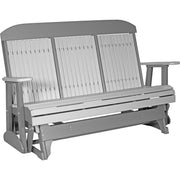 LuxCraft LuxCraft 5 ft. Recycled Plastic Highback Outdoor Glider With Cup Holder Dove Gray On Slate Highback Glider 5CPGDGS