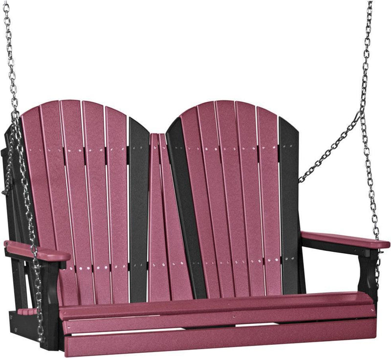 LuxCraft Adirondack 4ft. porch swing in cherrywood on black