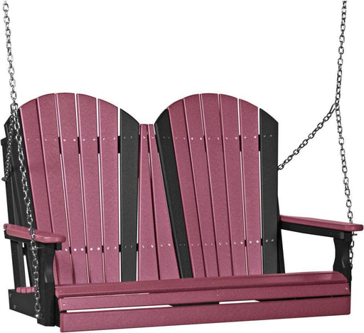 LuxCraft Adirondack 4ft. porch swing in cherrywood on black