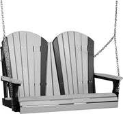 LuxCraft LuxCraft Adirondack 4ft. Recycled Plastic Porch Swing Dove Gray on Black / Adirondack Porch Swing 4APSDGB