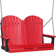 LuxCraft LuxCraft Adirondack 4ft. Recycled Plastic Porch Swing Red on Black / Adirondack Porch Swing 4APSRB