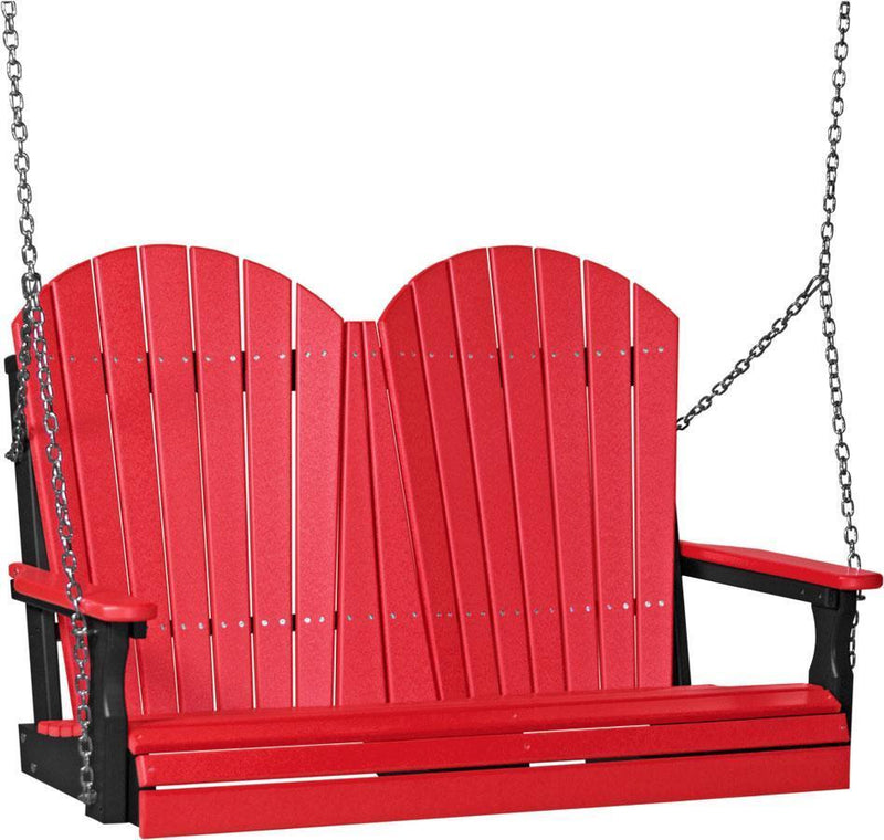 LuxCraft LuxCraft Adirondack 4ft. Recycled Plastic Porch Swing Red on Black / Adirondack Porch Swing 4APSRB