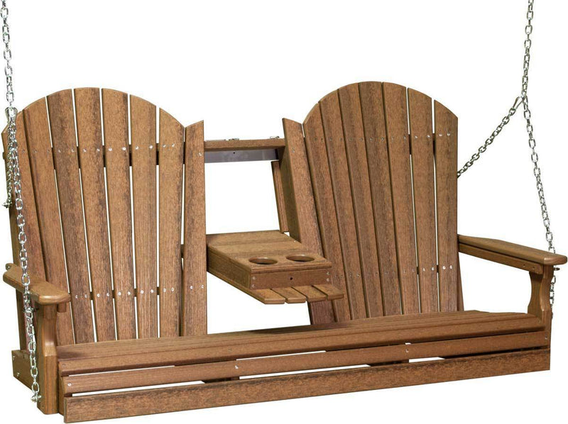 LuxCraft LuxCraft Adirondack 5ft. Recycled Plastic Porch Swing Antique Mahogany / Adirondack Porch Swing 5APSAM