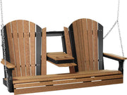 LuxCraft LuxCraft Adirondack 5ft. Recycled Plastic Porch Swing Antique Mahogany on Black / Adirondack Porch Swing 5APSAMB