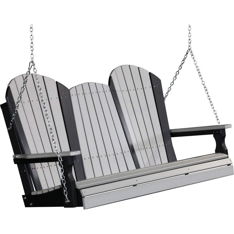 LuxCraft LuxCraft Adirondack 5ft. Recycled Plastic Porch Swing Dove Gray On Black / Adirondack Porch Swing 5APSDGB