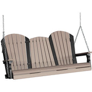 LuxCraft LuxCraft Adirondack 5ft. Recycled Plastic Porch Swing Weatherwood On Black / Adirondack Porch Swing 5APSWWB
