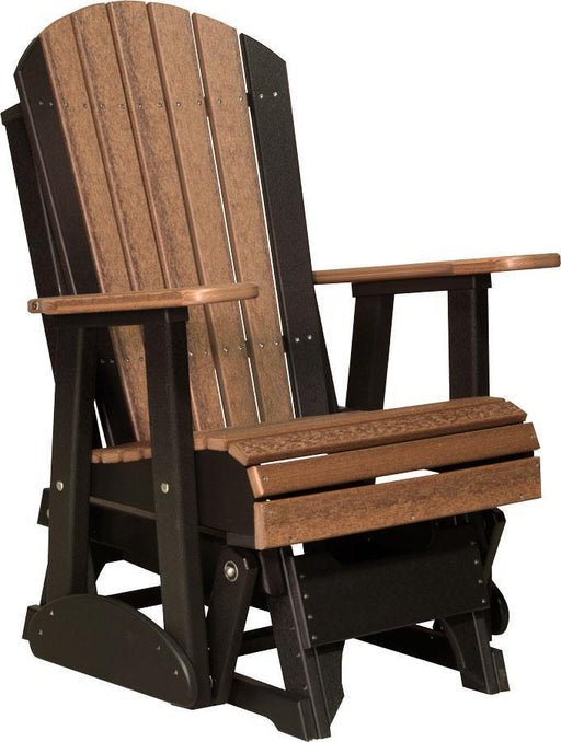 LuxCraft LuxCraft Adirondack Recycled Plastic 2 Foot Glider Chair Antique Mahogany on Black Glider Chair 2APGAMB