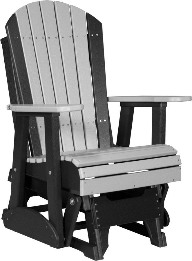 LuxCraft LuxCraft Adirondack Recycled Plastic 2 Foot Glider Chair Dove Gray on Black Glider Chair 2APGDGB