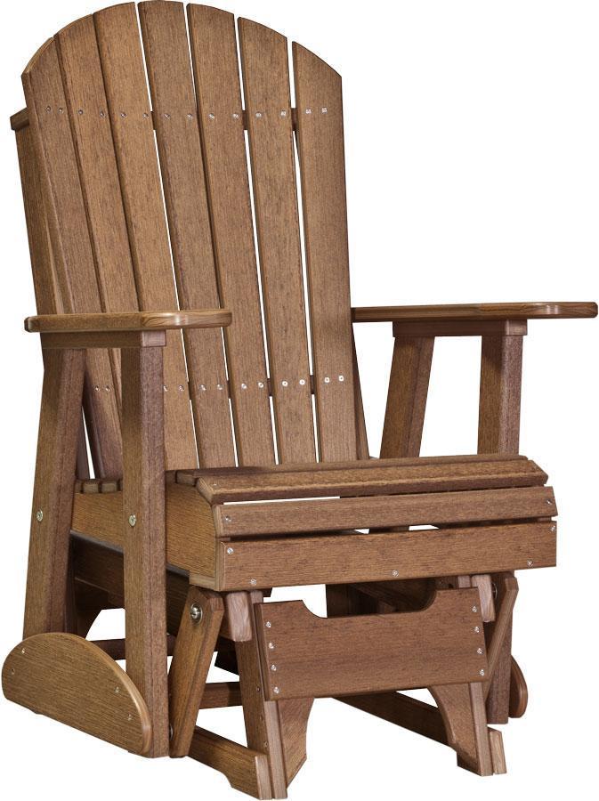 LuxCraft LuxCraft Adirondack Recycled Plastic 2 Foot Glider Chair With Cup Holder Antique Mahogany Glider Chair 2APGAM