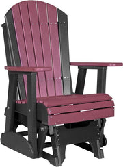 LuxCraft LuxCraft Adirondack Recycled Plastic 2 Foot Glider Chair With Cup Holder Cherrywood on Black Glider Chair 2APGCWB