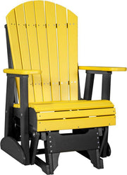 LuxCraft LuxCraft Adirondack Recycled Plastic 2 Foot Glider Chair With Cup Holder Yellow on Black Glider Chair 2APGYB