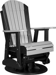 LuxCraft Luxcraft Adirondack Recycled Plastic Swivel Glider Chair Dove Gray on Black Glider Chair 2ARSDGOB