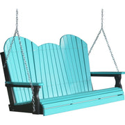 LuxCraft LuxCraft Aruba Blue Adirondack 5ft. Recycled Plastic Porch Swing Aruba Blue On Black / Adirondack Porch Swing Porch Swing 5APSABB