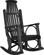 LuxCraft LuxCraft Black Grandpa's Recycled Plastic Rocking Chair (2 Chairs) With Cup Holder Black Rocking Chair PGRBK