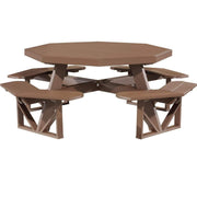 LuxCraft LuxCraft Chestnut Brown Recycled Plastic Octagon Picnic Table With Cup Holder Chestnut Brown Tables POPTCBR