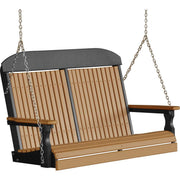 LuxCraft Classic Highback 4ft. porch swing in cedar on black