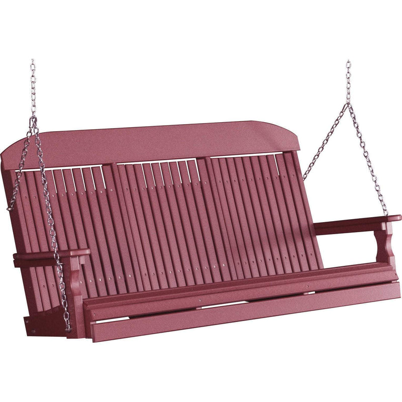 LuxCraft LuxCraft Classic Highback 5ft. Recycled Plastic Porch Swing Cherry / Classic Porch Swing 5CPSC