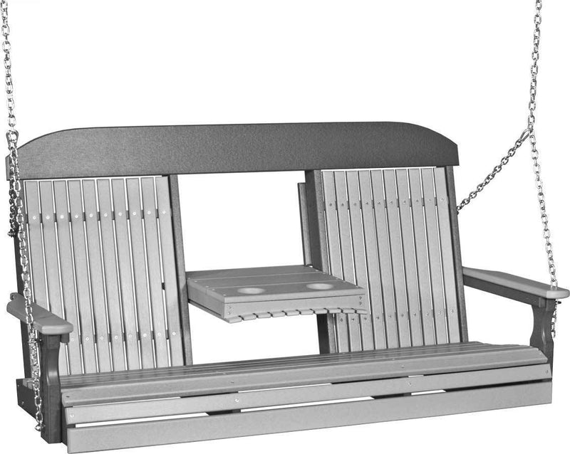 LuxCraft LuxCraft Classic Highback 5ft. Recycled Plastic Porch Swing Dove Gray on Slate / Classic Porch Swing 5CPSDGS