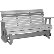 LuxCraft LuxCraft Dove Gray 5 foot Rollback Recycled Plastic Outdoor Glider With Cup Holder Dove Gray On Slate Rollback Glider 5PPGDGS