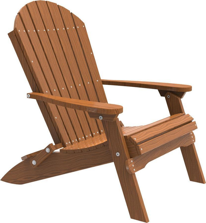 LuxCraft LuxCraft Folding Recycled Plastic Adirondack Chair Antique Mahogany Adirondack Deck Chair PFACAM