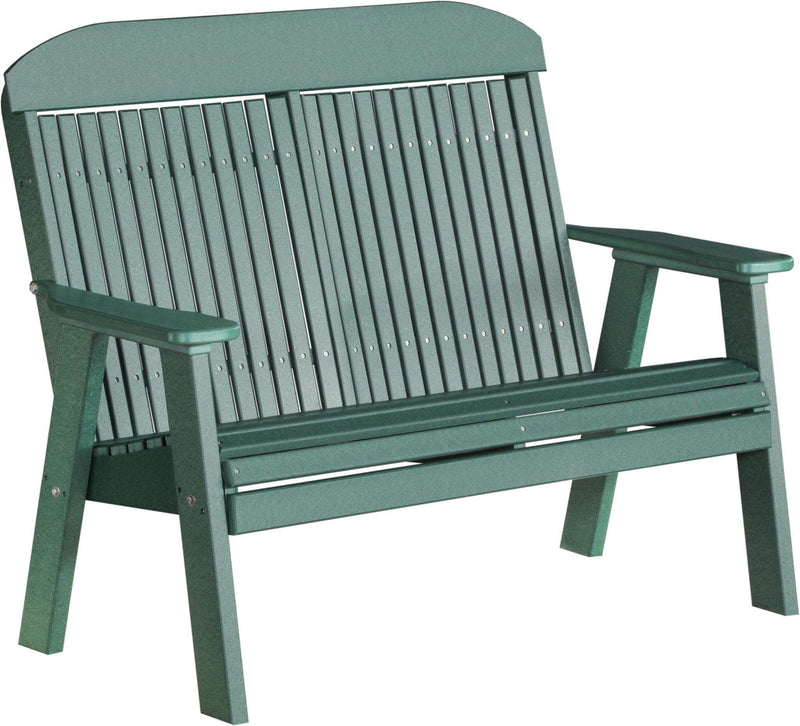 LuxCraft LuxCraft Green 4' Classic Highback Recycled Plastic Bench With Cup Holder Green Bench 4CPBG