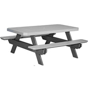 LuxCraft LuxCraft Recycled Plastic 6' Rectangular Picnic Table With Cup Holder Dove Gray On Slate Tables P6RPTDGS