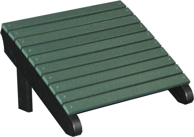 LuxCraft LuxCraft Recycled Plastic Deluxe Adirondack Footrest Green on Black Adirondack Deck Chair PDAFGB