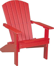 LuxCraft LuxCraft Recycled Plastic Lakeside Adirondack Chair With Cup Holder Red Adirondack Deck Chair LACR
