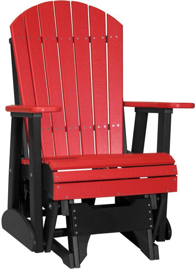 LuxCraft LuxCraft Red Adirondack Recycled Plastic 2 Foot Glider Chair Red on Black Glider Chair 2APGRB