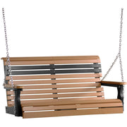 LuxCraft Rollback 4ft. porch swing in cedar on black