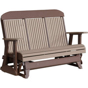 LuxCraft LuxCraft Weatherwood 5 ft. Recycled Plastic Highback Outdoor Glider With Cup Holder Weatherwood On Chestnut Brown Highback Glider 5CPGWWCBR