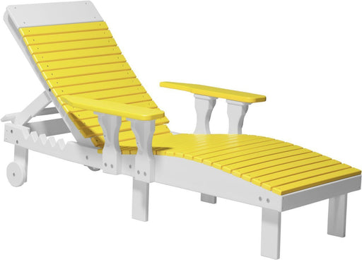 LuxCraft LuxCraft Yellow Recycled Plastic Lounge Chair With Cup Holder Yellow on White Adirondack Deck Chair PLCYW