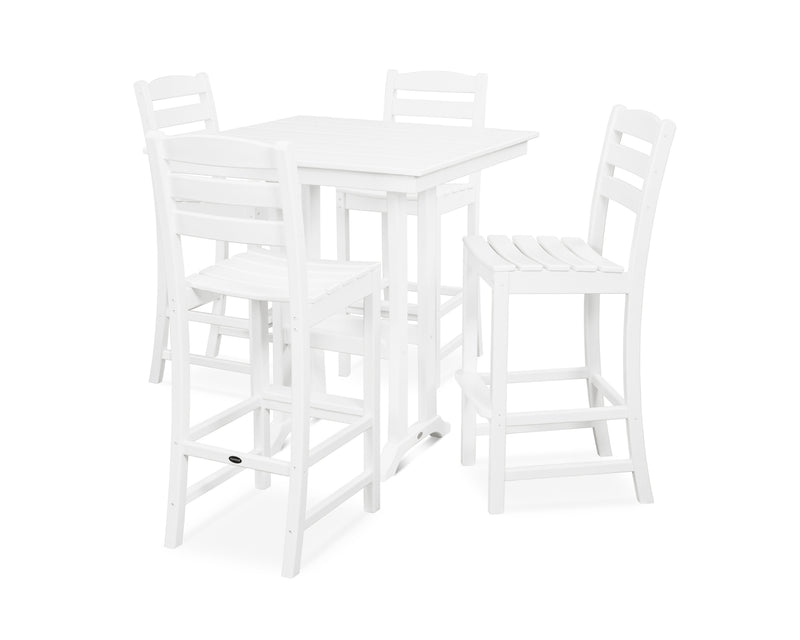 Polywood Polywood La Casa Cafe 5-Piece Farmhouse Trestle Bar Set White Bar Set PWS435-1-WH 190609083372