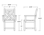 Polywood Polywood Teak Chippendale Dining Arm Chair Teak Arm Chair CDD200TE 845748027076
