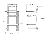 Polywood Polywood Teak La Casa Cafš Bar Arm Chair Teak Arm Chair TD202TE 845748025331