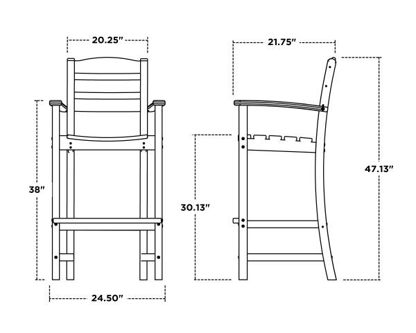 Polywood Polywood Teak La Casa Cafš Bar Arm Chair Teak Arm Chair TD202TE 845748025331