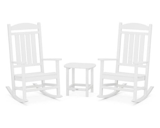 Polywood Polywood White Presidential Rocker 3-Piece Set White Rocking Chair PWS166-1-WH 190609007026