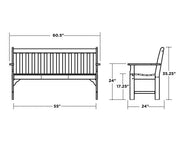 Polywood Polywood White Vineyard 60" Bench White Bench GNB60WH 845748009614