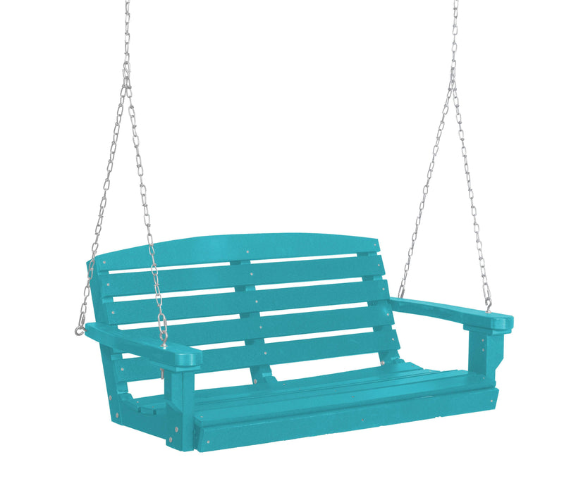 Wildridge Wildridge Classic 4 ft. Recycled Plastic Classic Porch Swing Aruba Blue Poly Porch Swing LCC-202-AB
